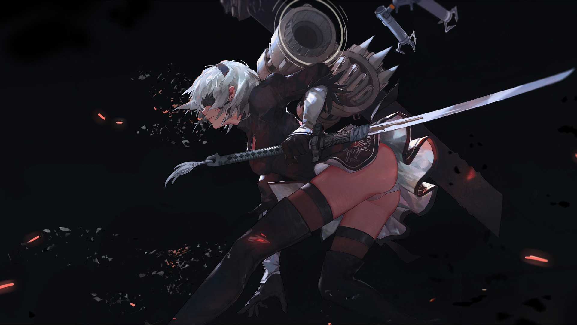 2b в красивом косплее по nier: automata (18+)